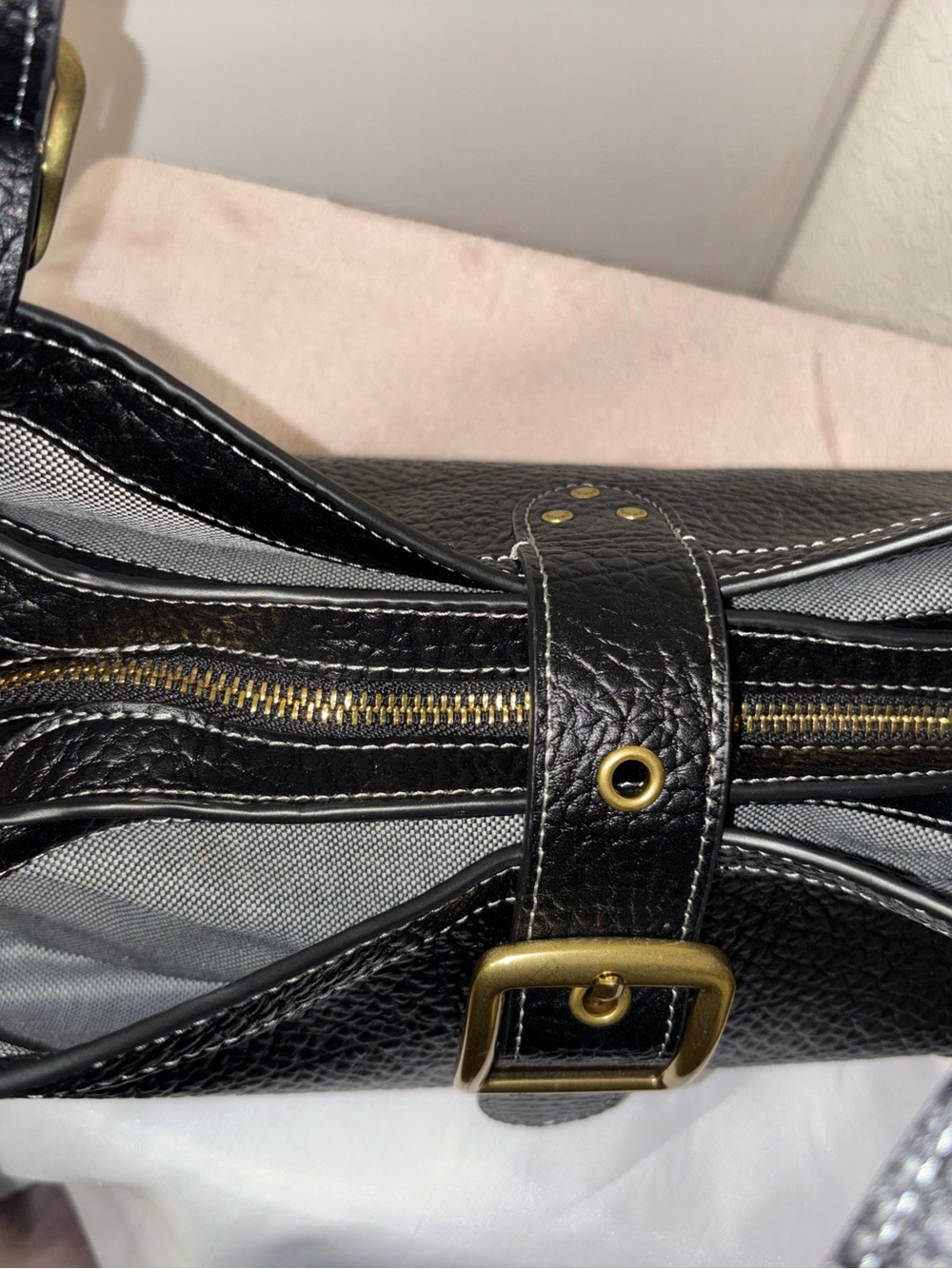 Coach Drifter Black Pebbled Leather Shoulder Bag with Gold Padlock - Picture 6 of 15